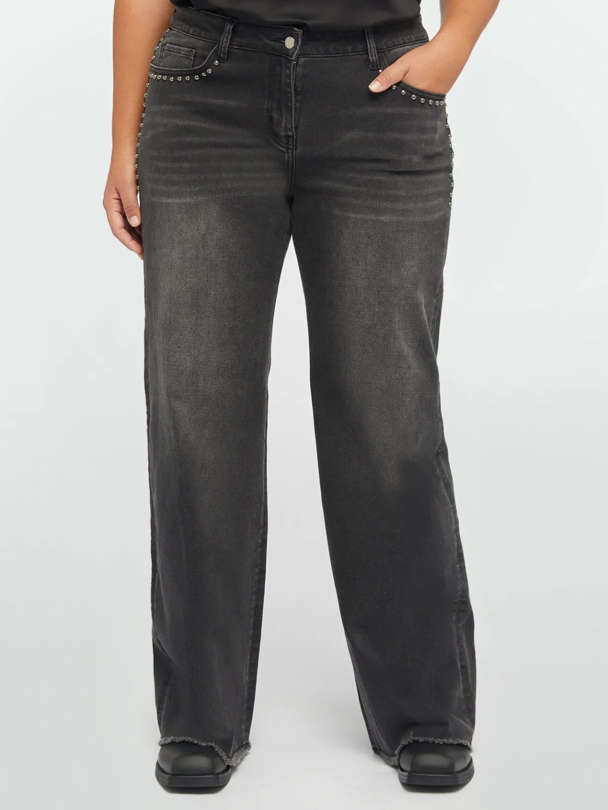 Fiorella Rubino Jeans|Jeans Wide Leg Con Borchie