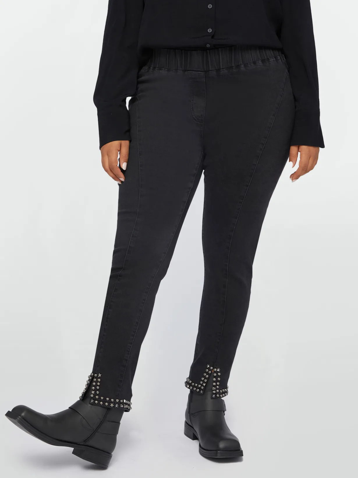 Fiorella Rubino Jeans|Jeggings Con Borchie Al Fondo