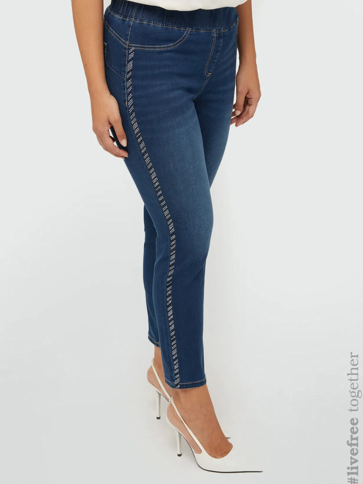 Fiorella Rubino Jeans|Jeggings Con Strass Laterali
