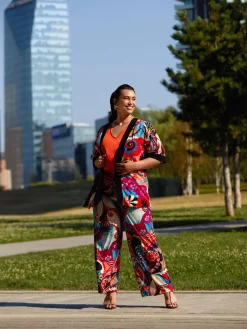 Fiorella Rubino Accessori|Kimono Multicolor Con Viscosa LENZING™ ECOVERO™