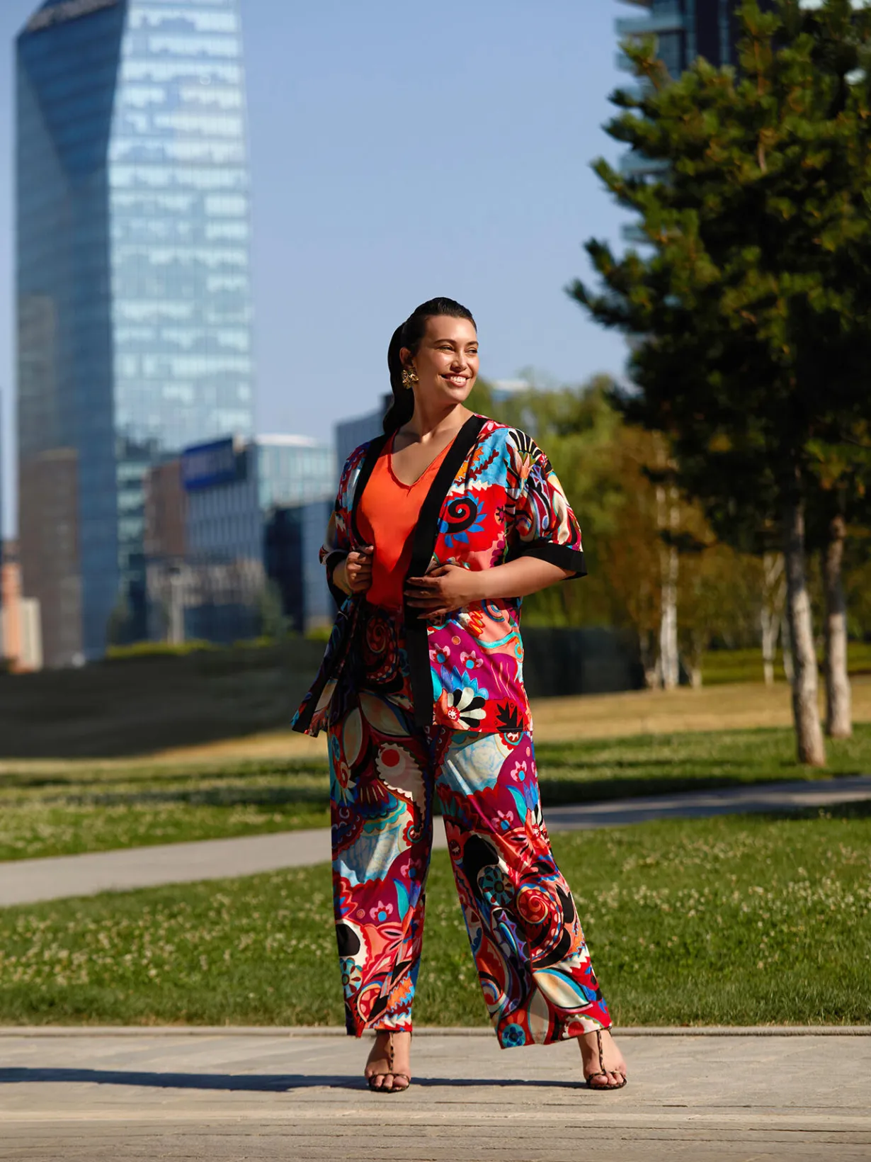 Fiorella Rubino Accessori|Kimono Multicolor Con Viscosa LENZING™ ECOVERO™