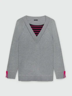 Fiorella Rubino Maglie E Felpe|Maglia In Viscosa LENZING™ ECOVERO™ Con Dettaglio A Righe