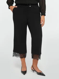 Fiorella Rubino Pantaloni|Pantaloni Cropped Con Pizzo Al Fondo