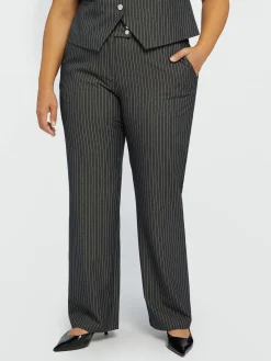 Fiorella Rubino Completi Colorati|Pantaloni|Pantaloni Dritti Gessati Con Strass