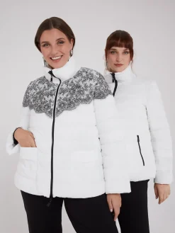 Fiorella Rubino Piumini|Piumino Reversibile Con Stampa Pizzo In Sorona® Aura