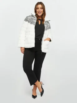 Fiorella Rubino Piumini|Piumino Reversibile Con Stampa Pizzo In Sorona® Aura