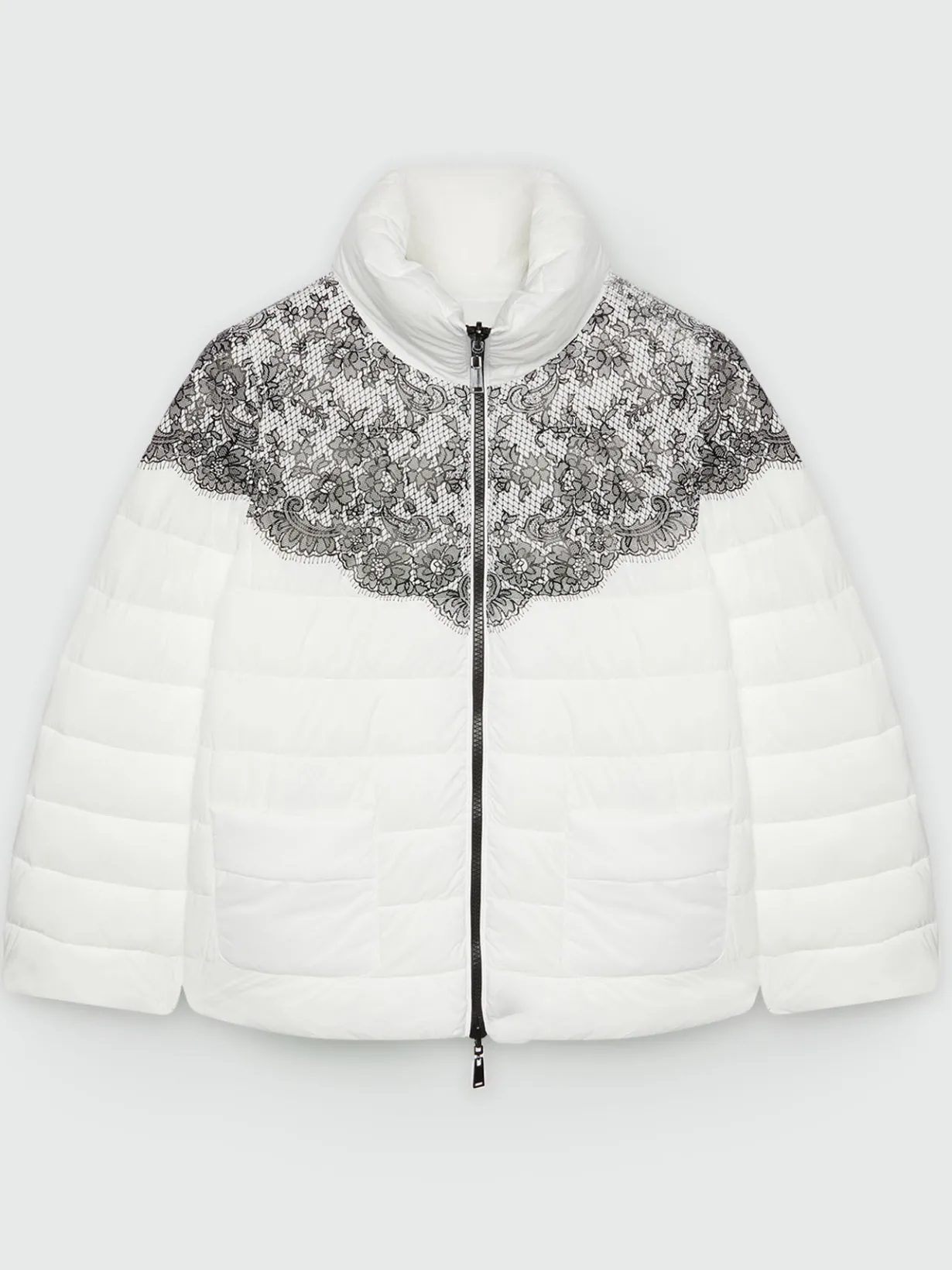 Fiorella Rubino Piumini|Piumino Reversibile Con Stampa Pizzo In Sorona® Aura