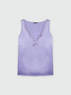 Fiorella Rubino Camicie E Bluse|Top E T-Shirt|Top In Raso Con Scollo A V In Pizzo