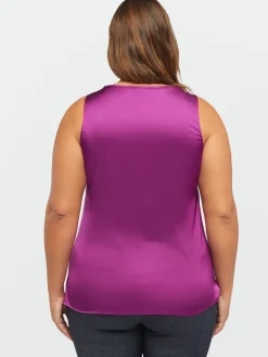 Fiorella Rubino Top E T-Shirt|Top In Raso Con Scollo A V In Pizzo