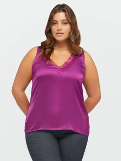 Fiorella Rubino Top E T-Shirt|Top In Raso Con Scollo A V In Pizzo
