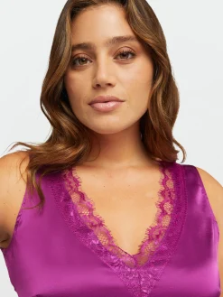 Fiorella Rubino Top E T-Shirt|Top In Raso Con Scollo A V In Pizzo