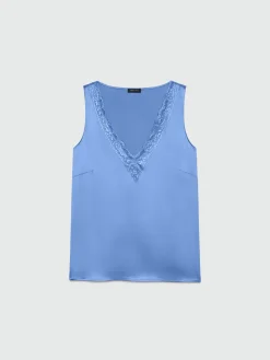 Fiorella Rubino Top E T-Shirt|Top In Raso Con Scollo A V In Pizzo