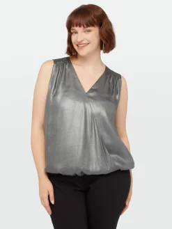 Fiorella Rubino Top E T-Shirt|Top Smanicato In Tessuto Spalmato