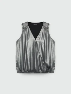 Fiorella Rubino Top E T-Shirt|Top Smanicato In Tessuto Spalmato