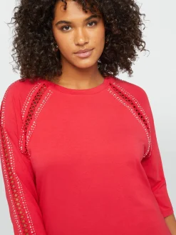 Fiorella Rubino Top E T-Shirt|T-shirt Con Borchie E Bordi A Rete