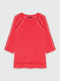 Fiorella Rubino Top E T-Shirt|T-shirt Con Borchie E Bordi A Rete