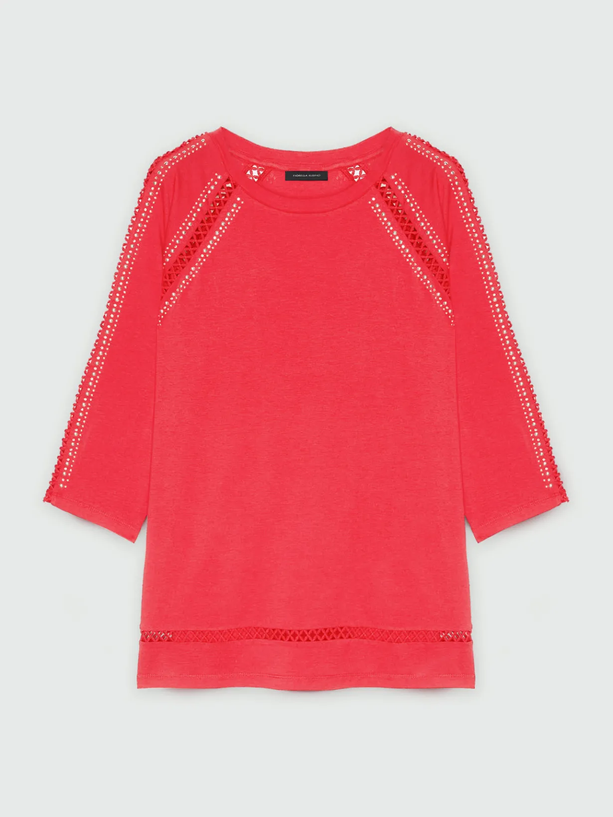 Fiorella Rubino Top E T-Shirt|T-shirt Con Borchie E Bordi A Rete