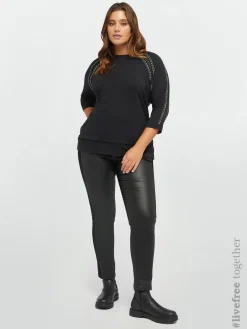 Fiorella Rubino Top E T-Shirt|T-shirt Con Borchie E Bordi A Rete