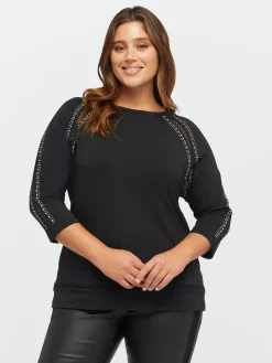 Fiorella Rubino Top E T-Shirt|T-shirt Con Borchie E Bordi A Rete