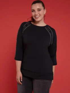 Fiorella Rubino Top E T-Shirt|T-shirt Con Borchie E Bordi A Rete