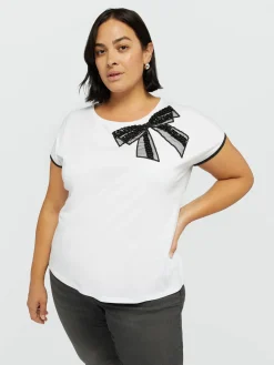 Fiorella Rubino Top E T-Shirt|Completi Colorati|T-shirt Con Fiocco In Paillettes