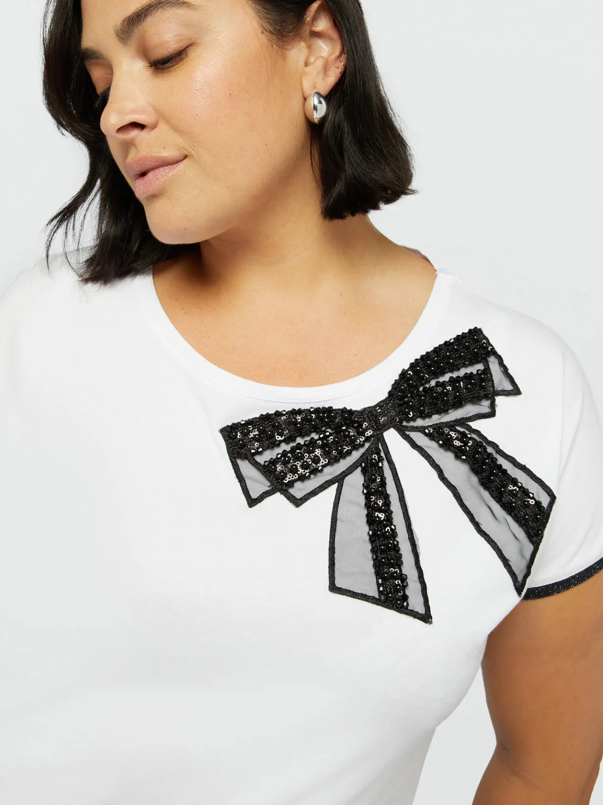 Fiorella Rubino Top E T-Shirt|Completi Colorati|T-shirt Con Fiocco In Paillettes