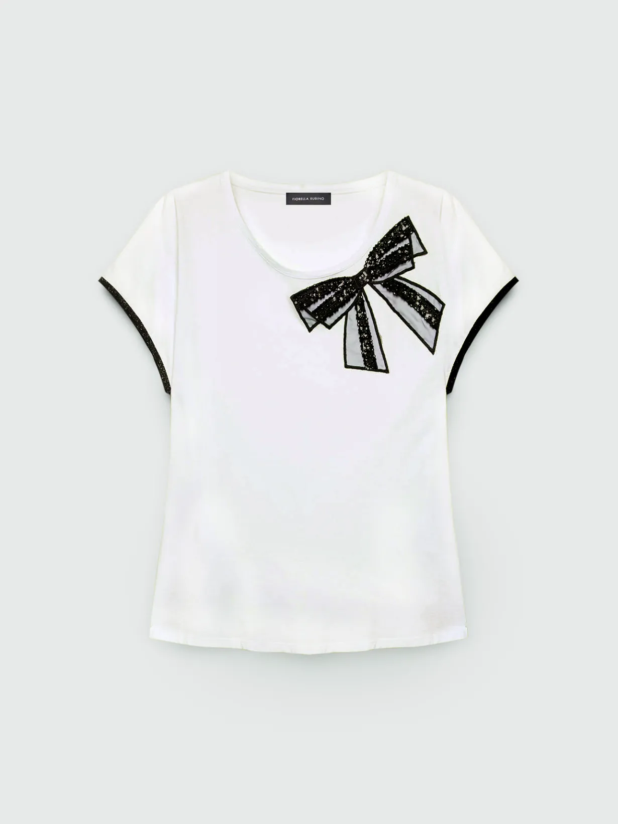 Fiorella Rubino Top E T-Shirt|Completi Colorati|T-shirt Con Fiocco In Paillettes