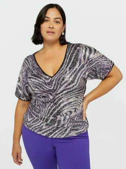 Fiorella Rubino Camicie E Bluse|Top E T-Shirt|T-shirt Con Ricamo Full Paillettes