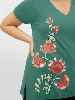 Fiorella Rubino Top E T-Shirt|T-shirt Con Ricamo In Viscosa LENZING™ ECOVERO™