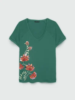 Fiorella Rubino Top E T-Shirt|T-shirt Con Ricamo In Viscosa LENZING™ ECOVERO™