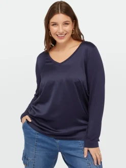 Fiorella Rubino Top E T-Shirt|T-shirt Con Scollo A V In Due Tessuti