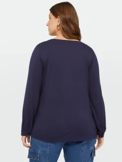 Fiorella Rubino Top E T-Shirt|T-shirt Con Scollo A V In Due Tessuti