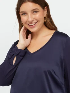 Fiorella Rubino Top E T-Shirt|T-shirt Con Scollo A V In Due Tessuti