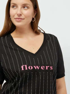 Fiorella Rubino Top E T-Shirt|T-shirt Con Scritta E Strass