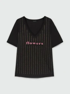 Fiorella Rubino Top E T-Shirt|T-shirt Con Scritta E Strass