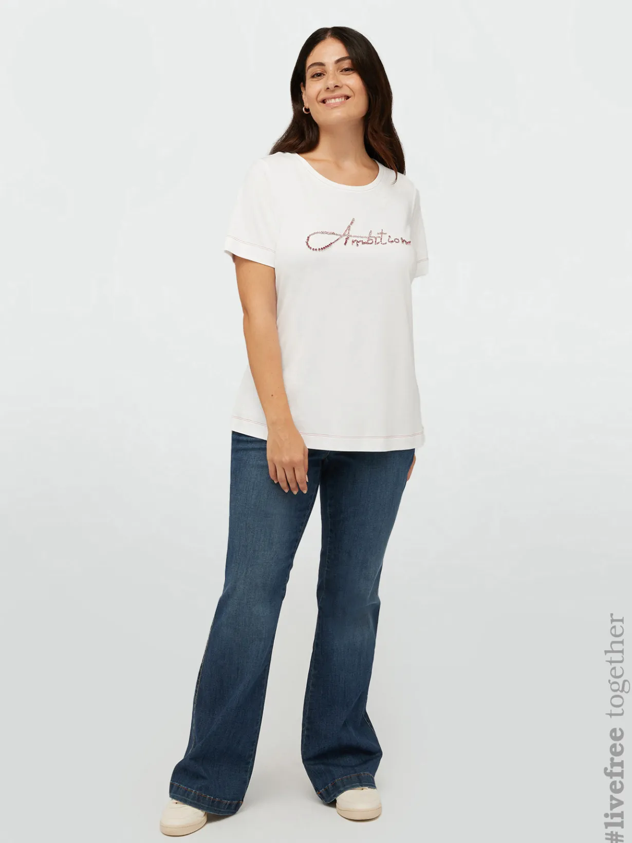 Fiorella Rubino Top E T-Shirt|T-shirt Con Scritta Ricamata In Cristalli