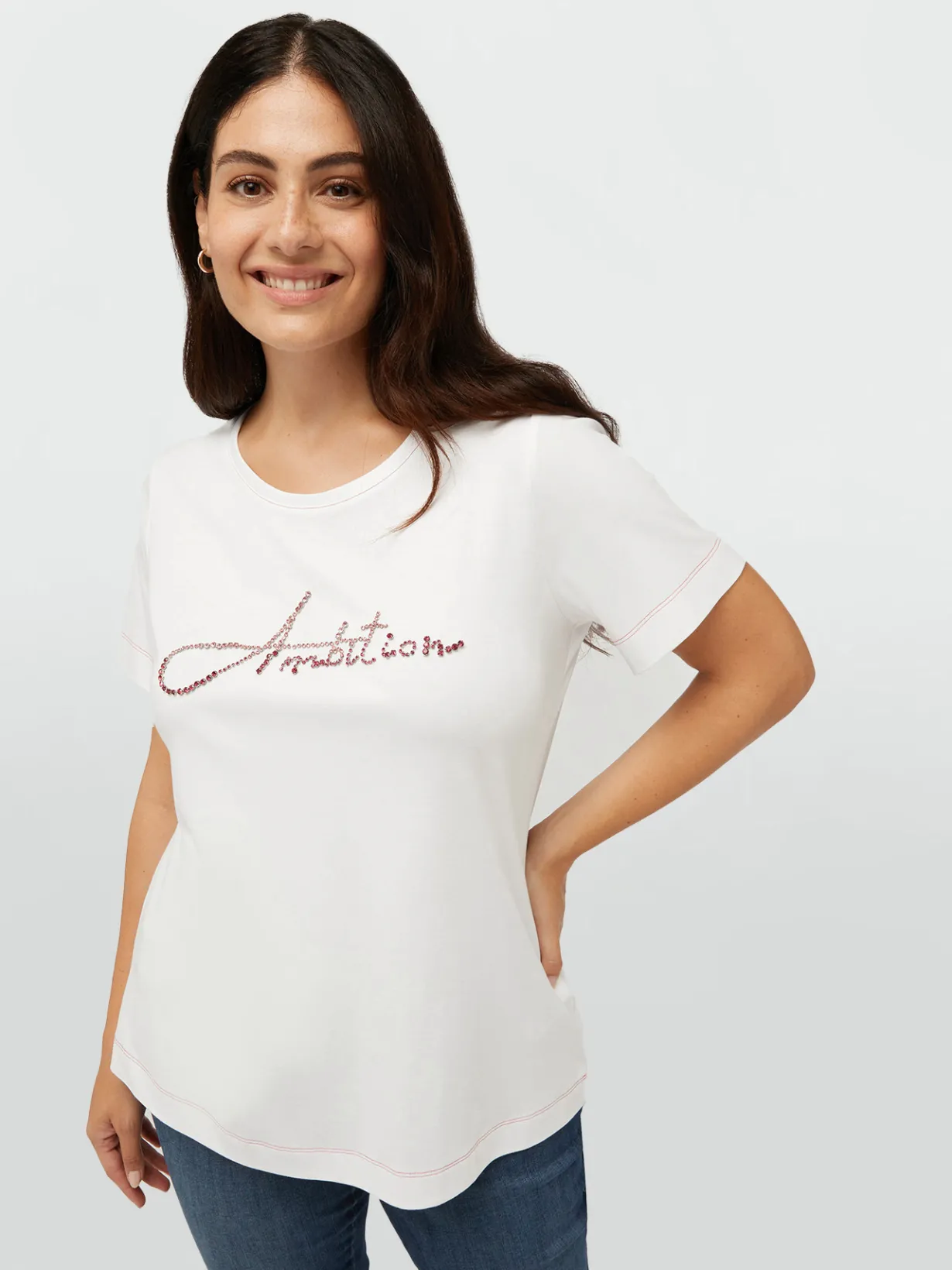 Fiorella Rubino Top E T-Shirt|T-shirt Con Scritta Ricamata In Cristalli