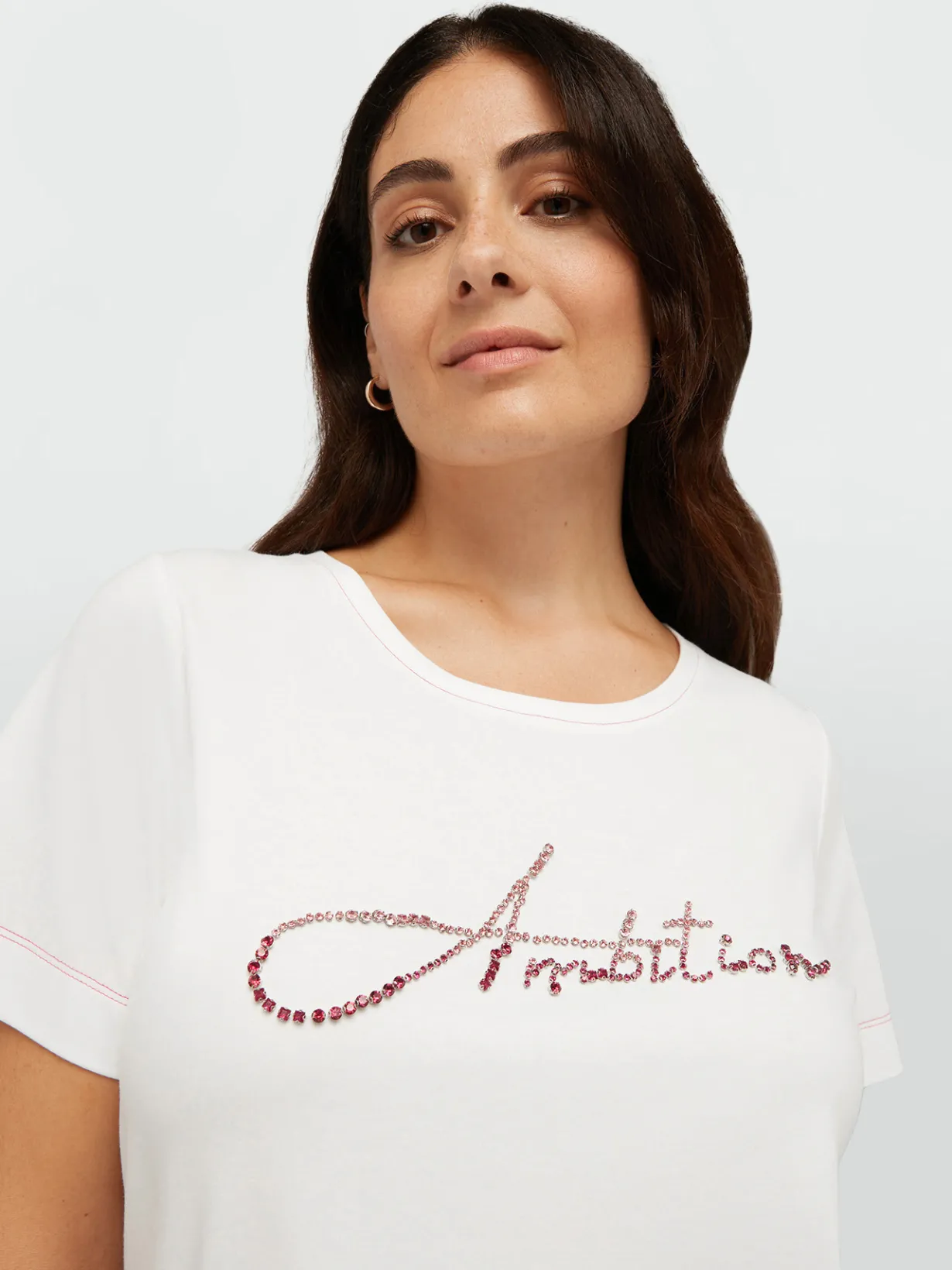 Fiorella Rubino Top E T-Shirt|T-shirt Con Scritta Ricamata In Cristalli