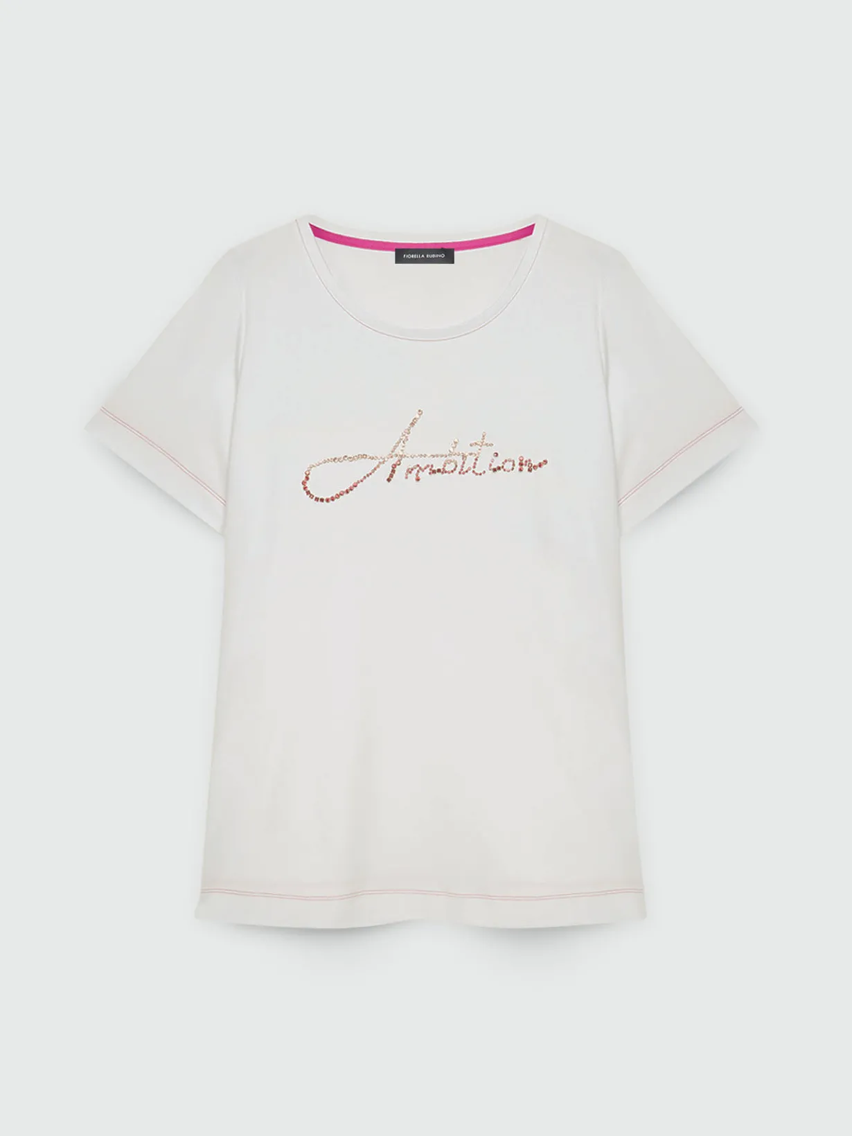 Fiorella Rubino Top E T-Shirt|T-shirt Con Scritta Ricamata In Cristalli