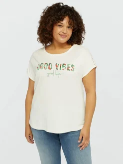Fiorella Rubino Top E T-Shirt|T-shirt Con Scritta Ricamata
