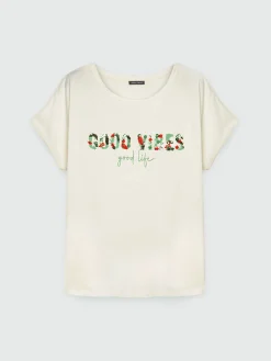 Fiorella Rubino Top E T-Shirt|T-shirt Con Scritta Ricamata