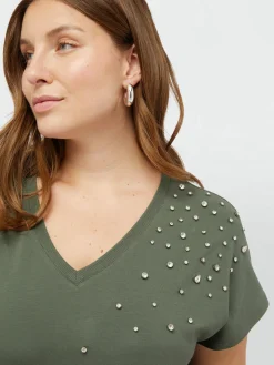Fiorella Rubino Top E T-Shirt|T-shirt Con Strass Ricamati