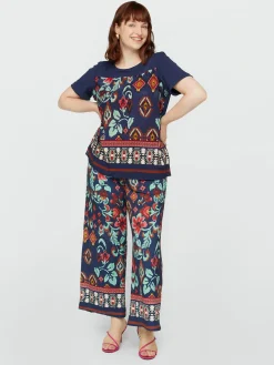 Fiorella Rubino Top E T-Shirt|T-shirt In Due Tessuti Con Stampa
