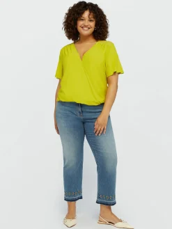 Fiorella Rubino Top E T-Shirt|T-shirt Incrociata Davanti Con Ricamo