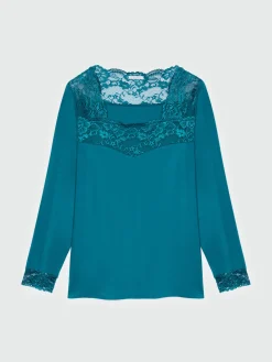 Fiorella Rubino Top E T-Shirt|T-shirt Maniche Lunghe Con Pizzo