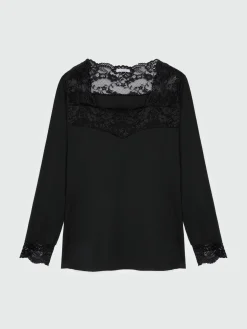Fiorella Rubino Top E T-Shirt|T-shirt Maniche Lunghe Con Pizzo