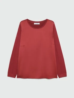 Fiorella Rubino Top E T-Shirt|T-shirt Maniche Lunghe In Due Tessuti