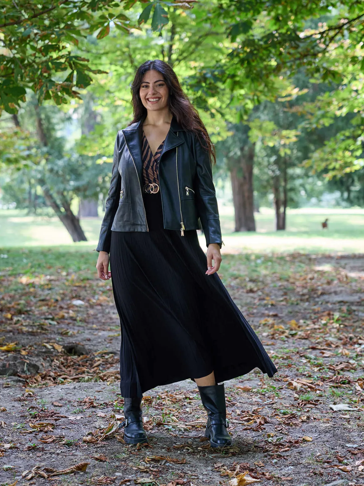 Fiorella Rubino Vestiti|Vestito Lungo Animalier Plissé