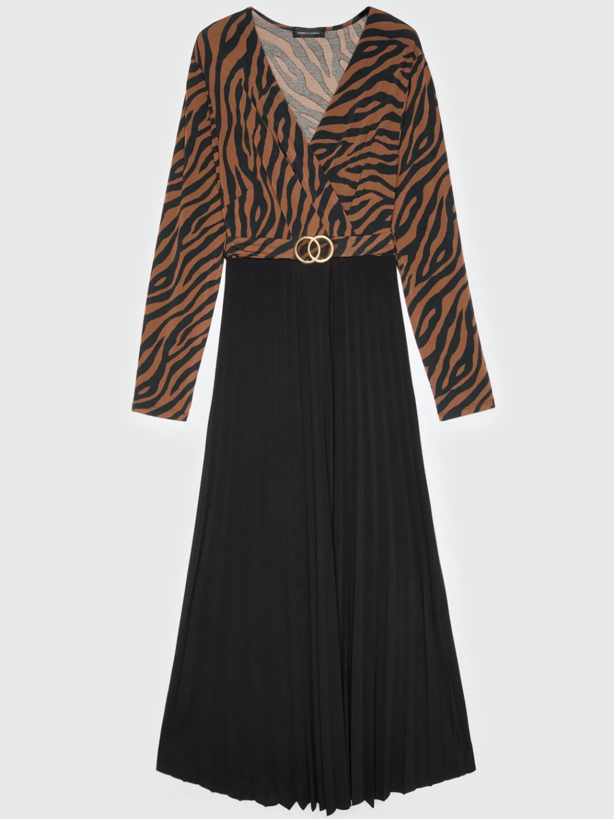 Fiorella Rubino Vestiti|Vestito Lungo Animalier Plissé