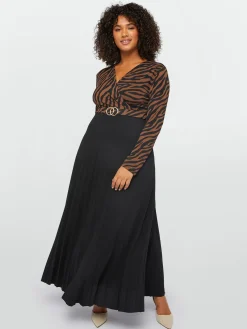 Fiorella Rubino Vestiti|Vestito Lungo Animalier Plissé